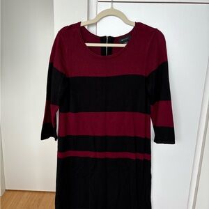 Elegant Black and Maroon Sweater Dress